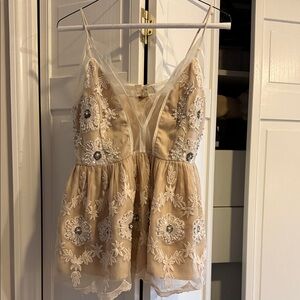 NWT Anthropologie Cream and White Floral Camisole